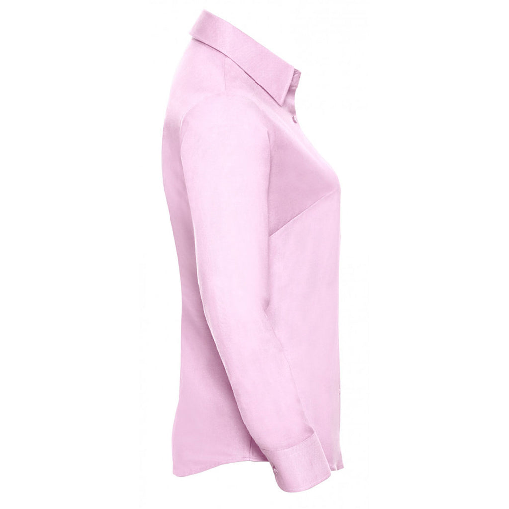 Russell Collection Women's Classic Pink Long Sleeve Easy Care Oxford Shirt