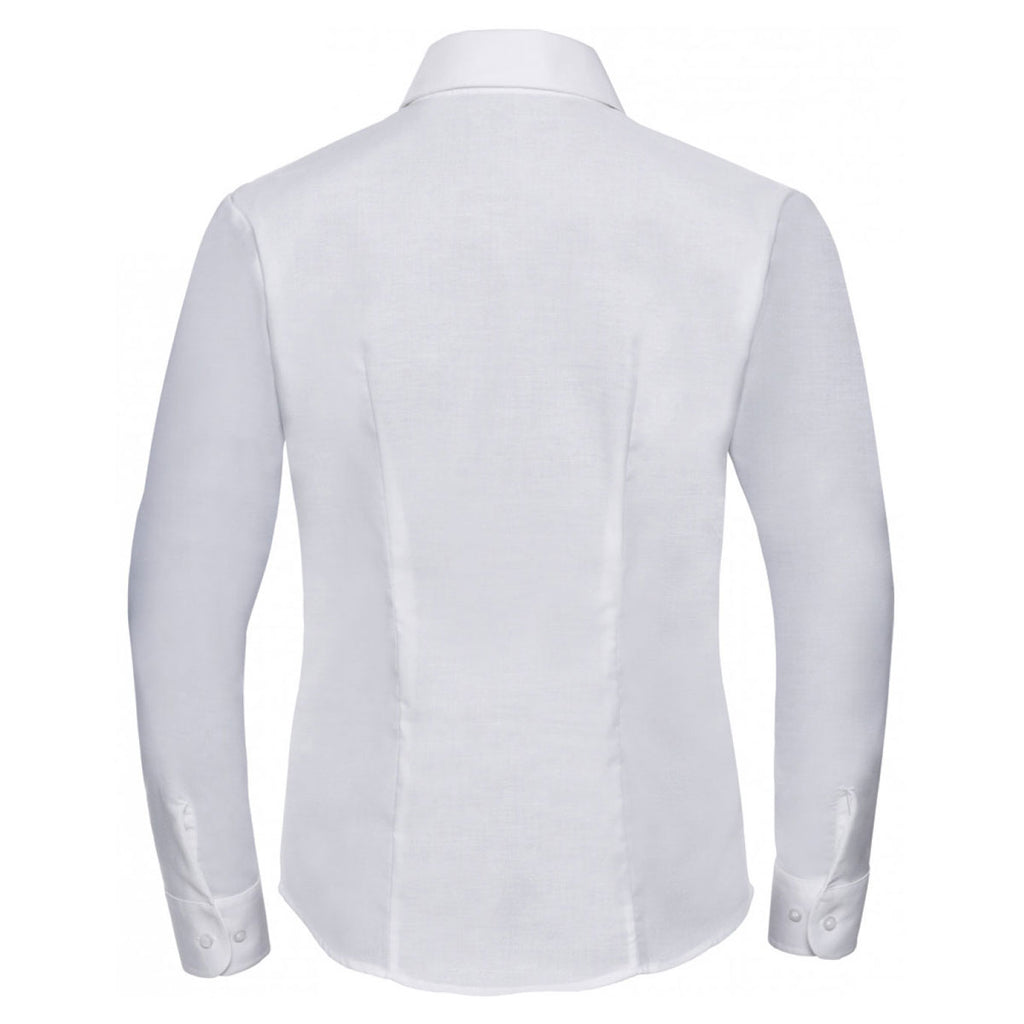 Russell Collection Women's White Long Sleeve Easy Care Oxford Shirt