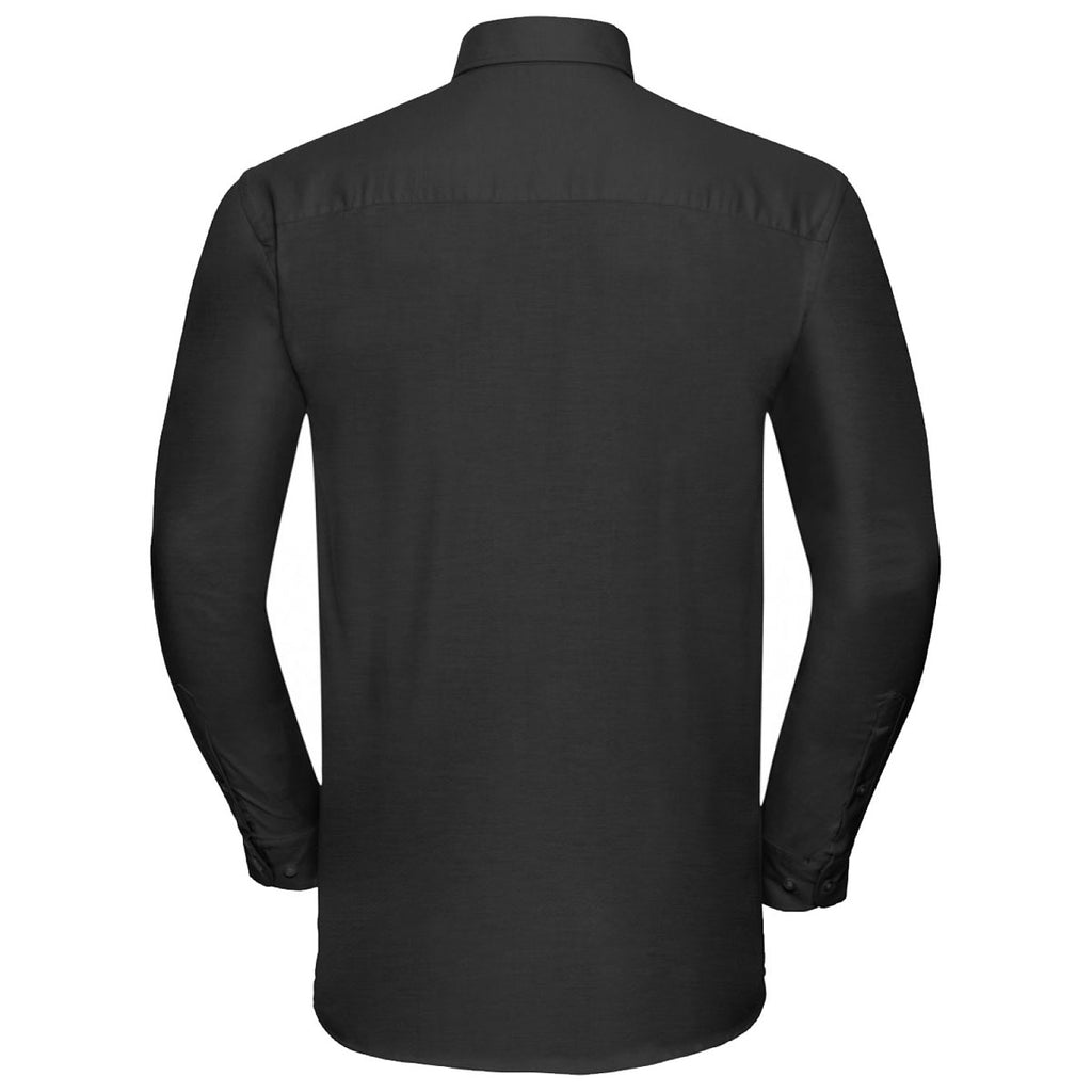 Russell Collection Men's Black Long Sleeve Easy Care Oxford Shirt