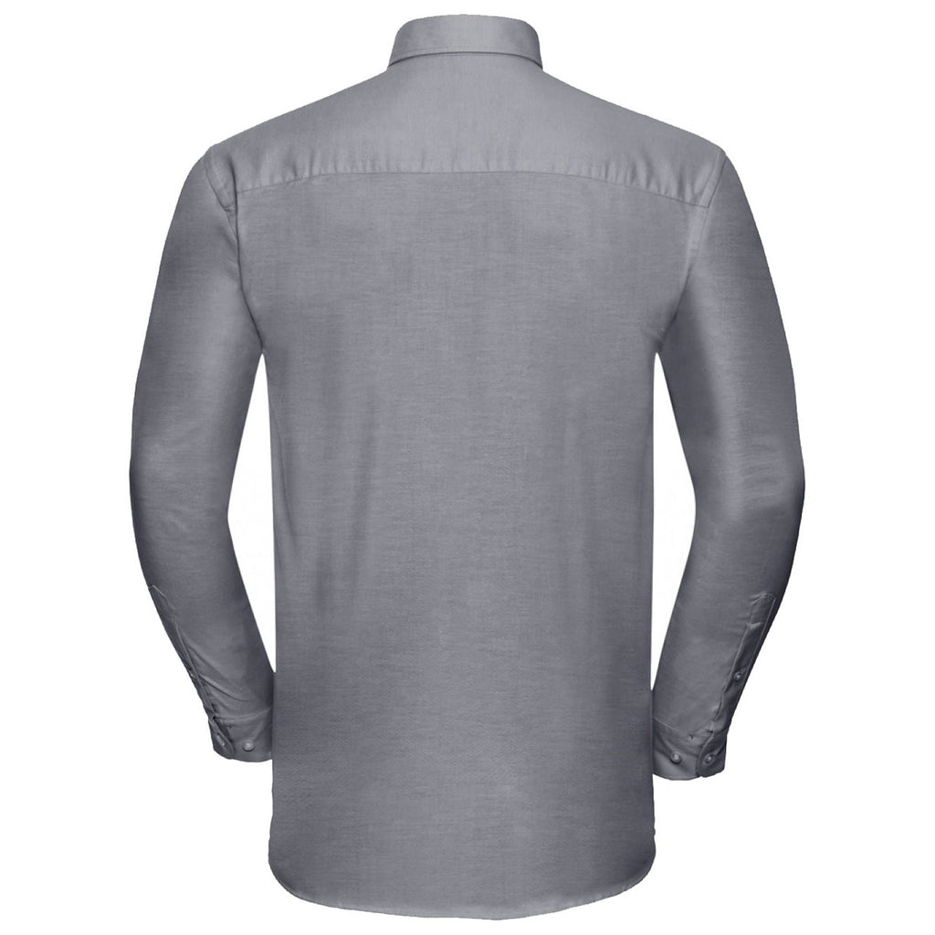 Russell Collection Men's Silver Long Sleeve Easy Care Oxford Shirt