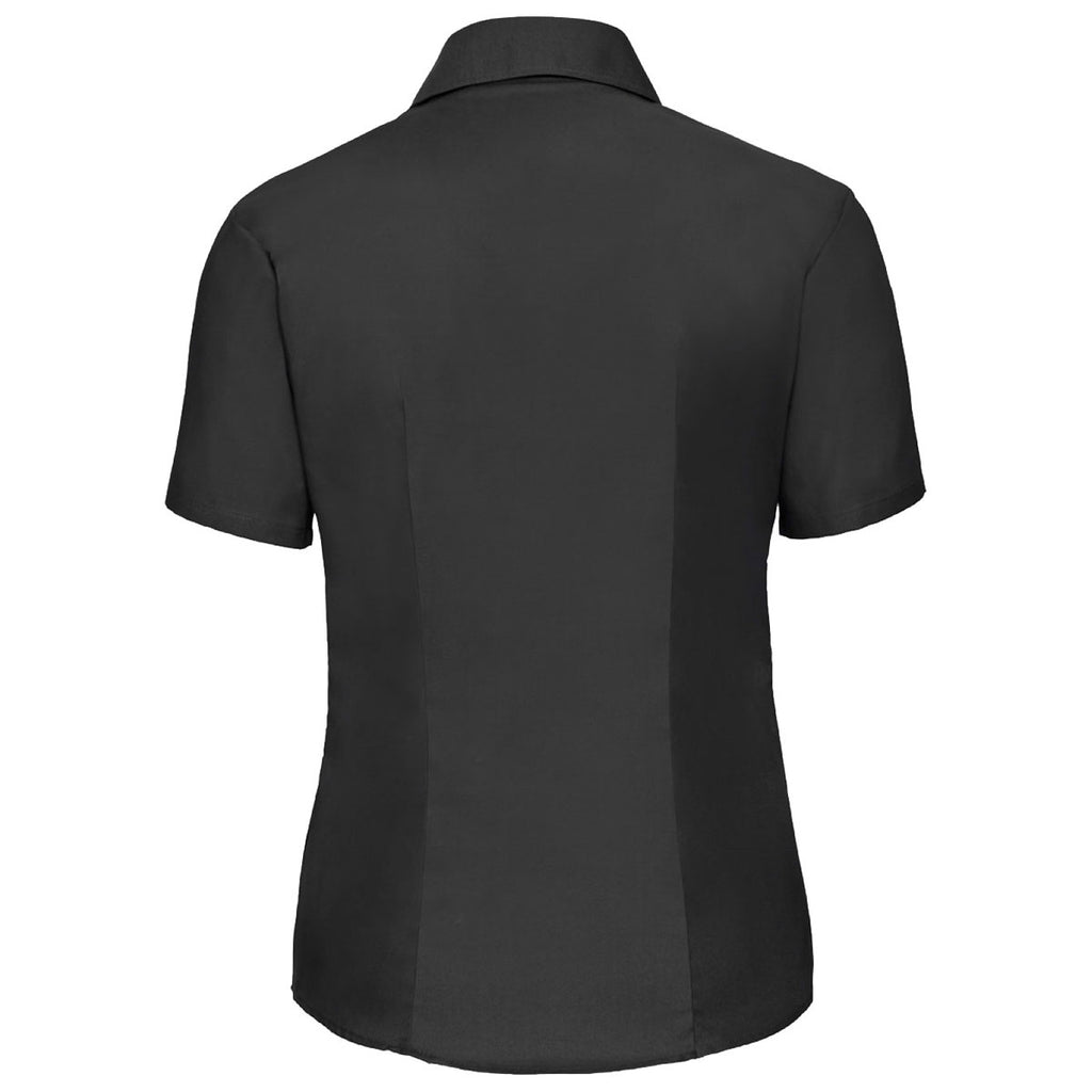Russell Collection Women's Black Short Sleeve Easy Care Oxford Shirt