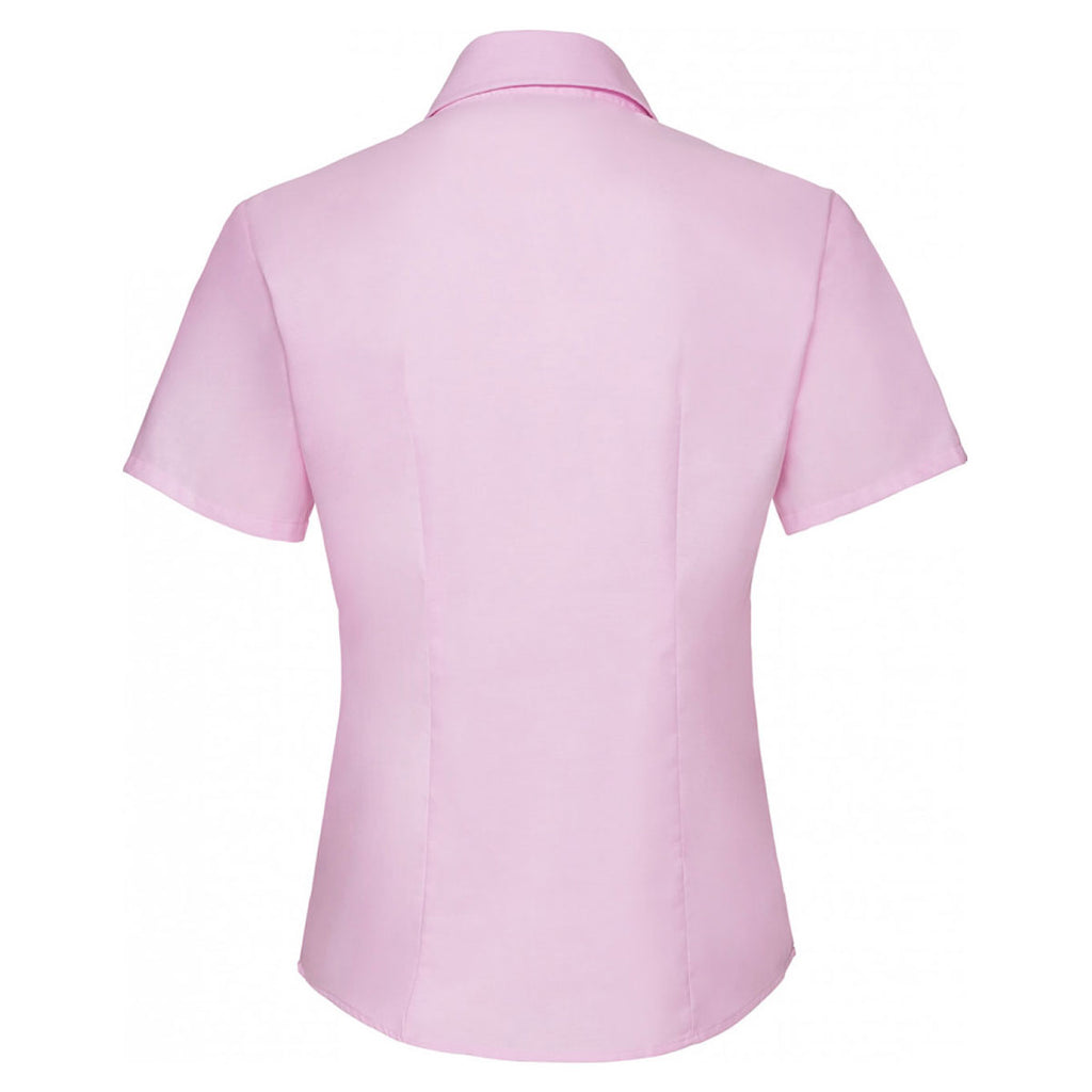 Russell Collection Women's Classic Pink Short Sleeve Easy Care Oxford Shirt