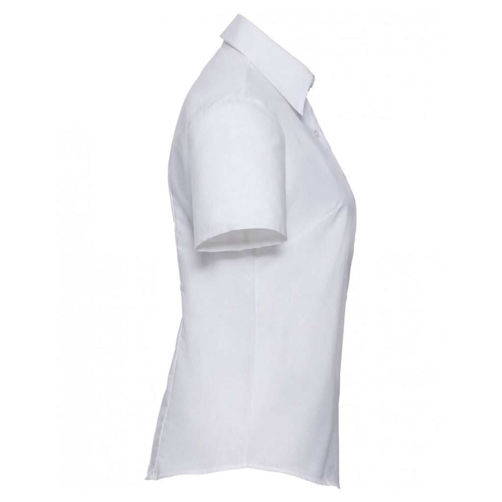 Russell Collection Women's White Short Sleeve Easy Care Oxford Shirt