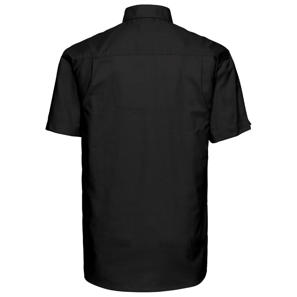 Russell Collection Men's Black Short Sleeve Easy Care Oxford Shirt