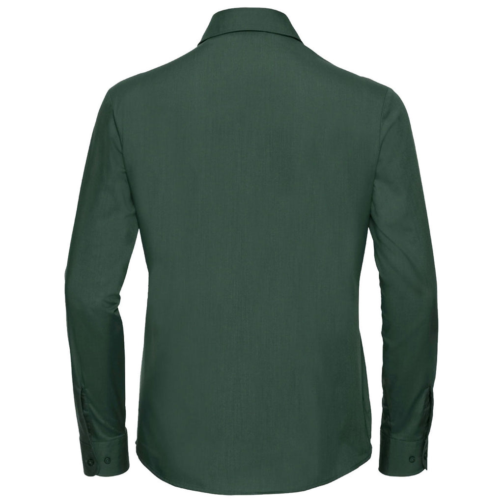 Russell Collection Women's Bottle Long Sleeve Easy Care Poplin Shirt