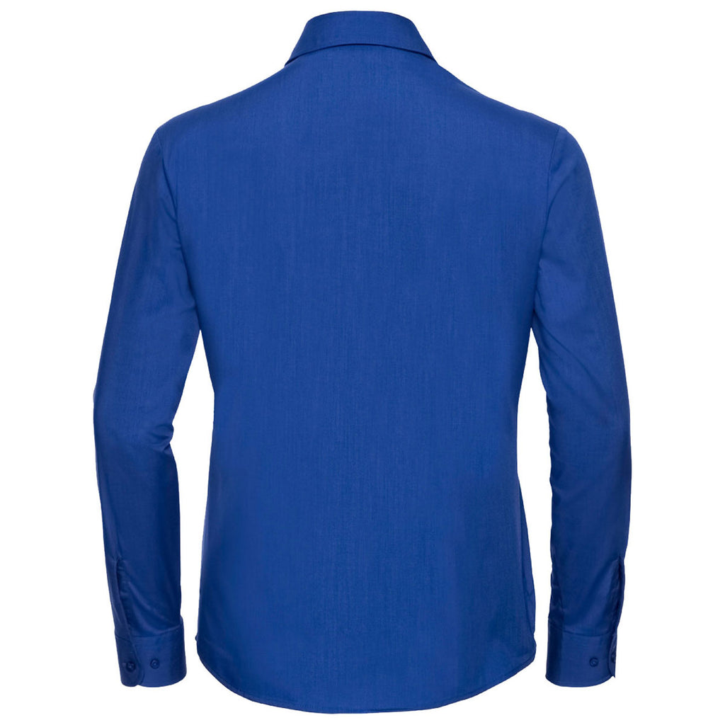 Russell Collection Women's Bright Royal Long Sleeve Easy Care Poplin Shirt