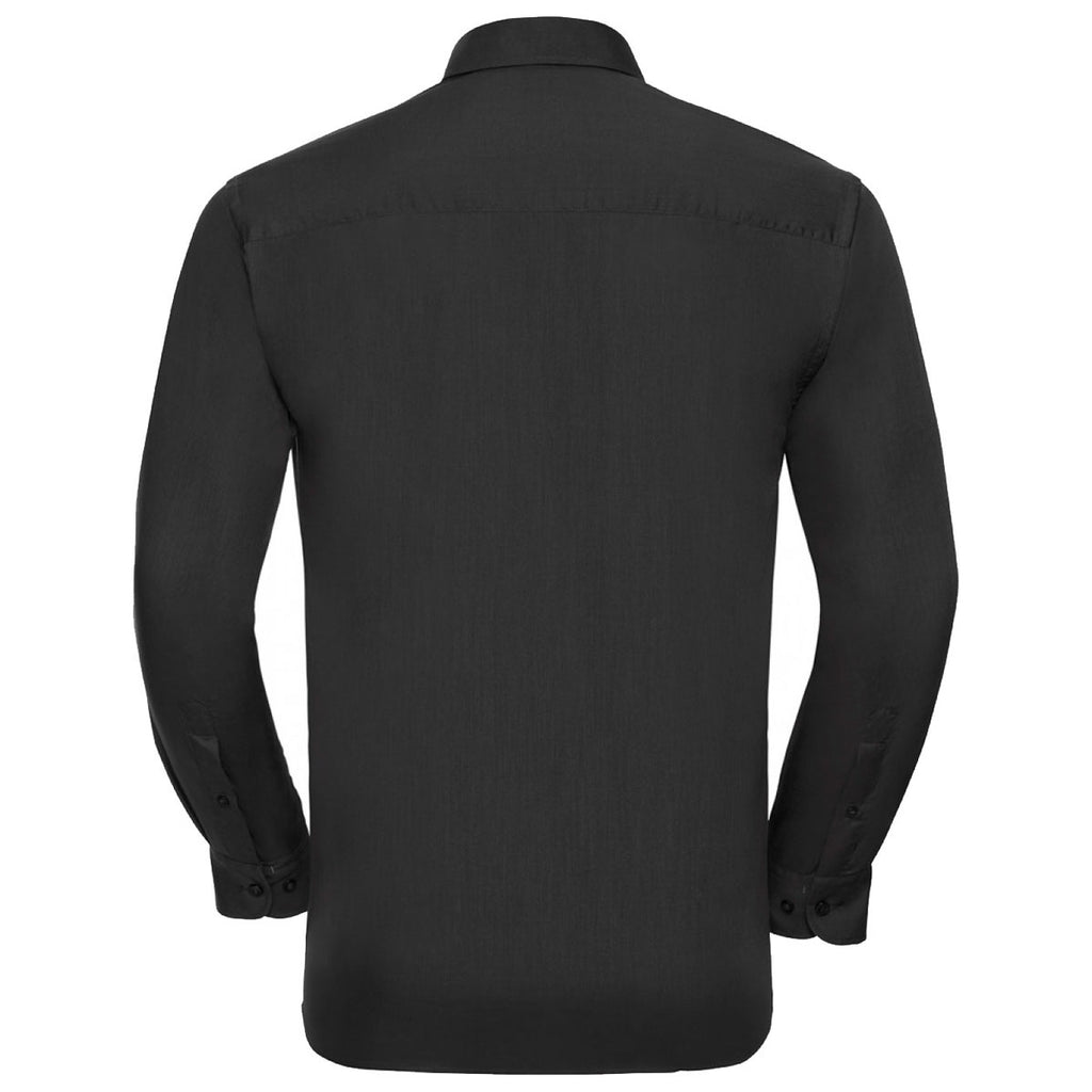 Russell Collection Men's Black Long Sleeve Easy Care Poplin Shirt