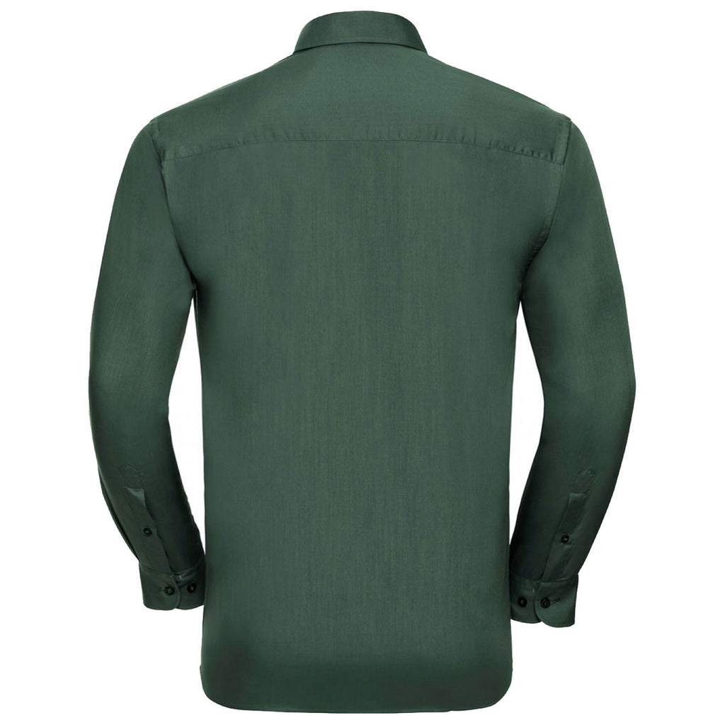 Russell Collection Men's Bottle Long Sleeve Easy Care Poplin Shirt