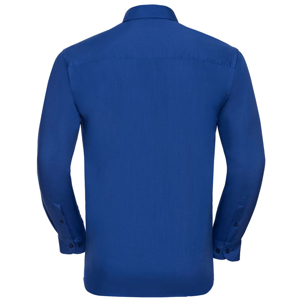 Russell Collection Men's Bright Royal Long Sleeve Easy Care Poplin Shirt