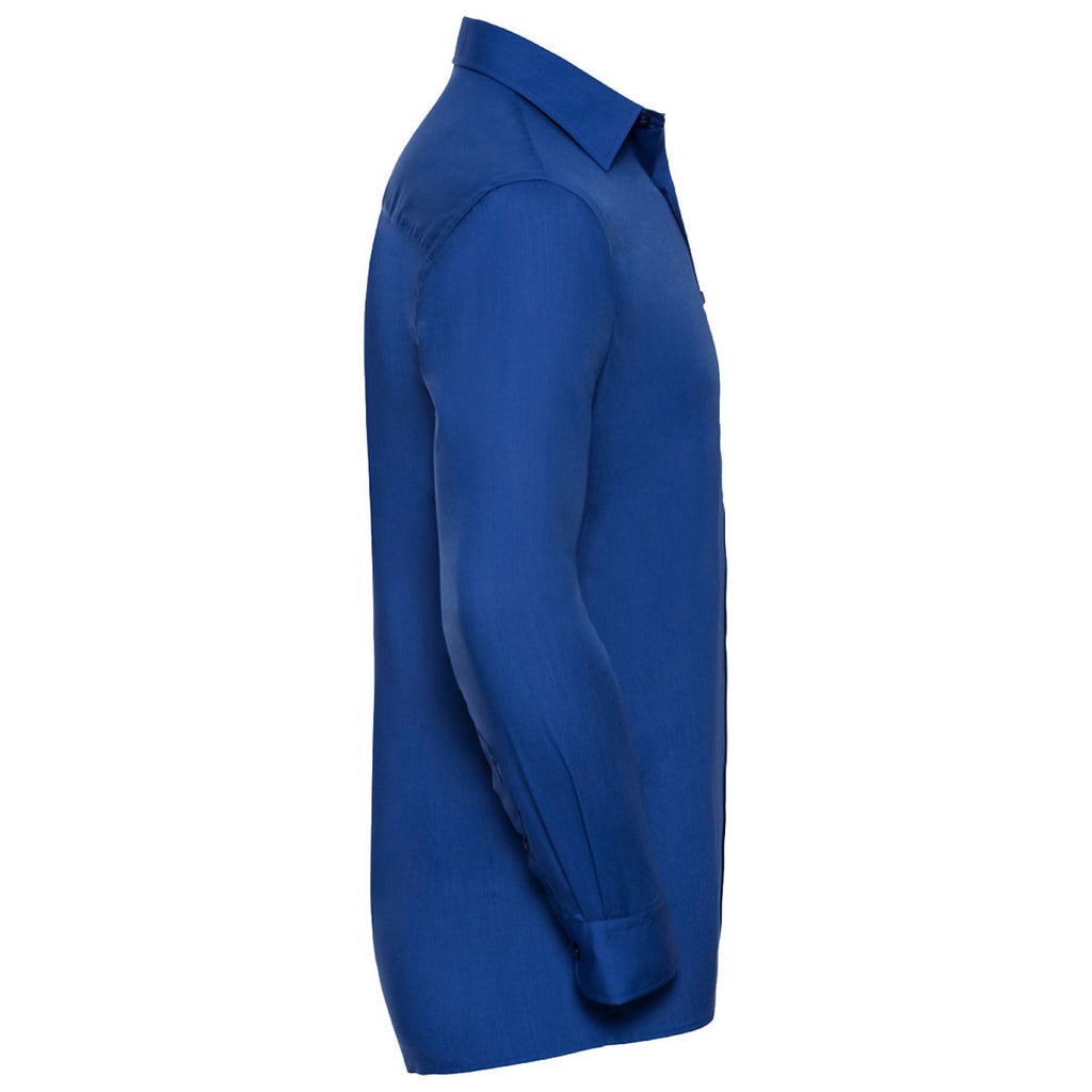 Russell Collection Men's Bright Royal Long Sleeve Easy Care Poplin Shirt