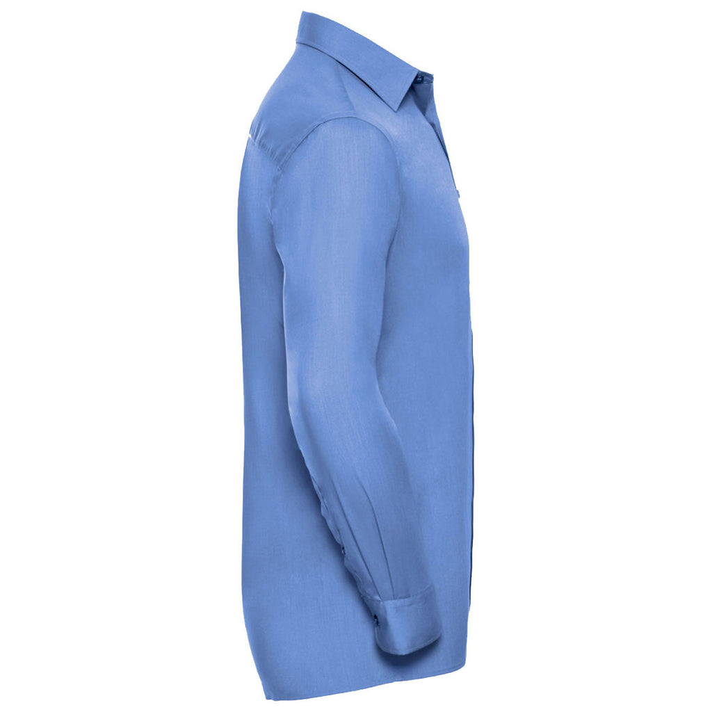 Russell Collection Men's Corporate Blue Long Sleeve Easy Care Poplin Shirt