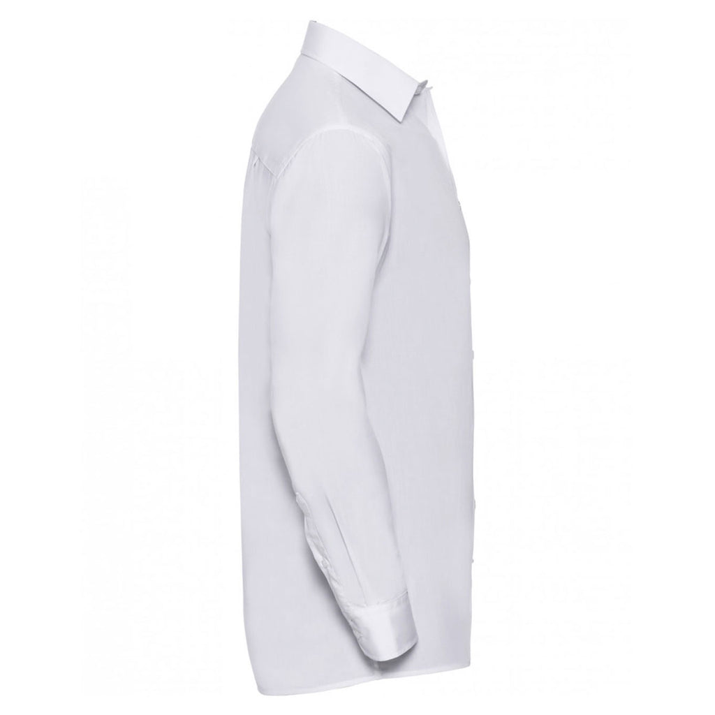 Russell Collection Men's White Long Sleeve Easy Care Poplin Shirt