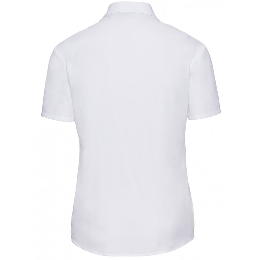 Russell Collection Women's White Short Sleeve Easy Care Poplin Shirt