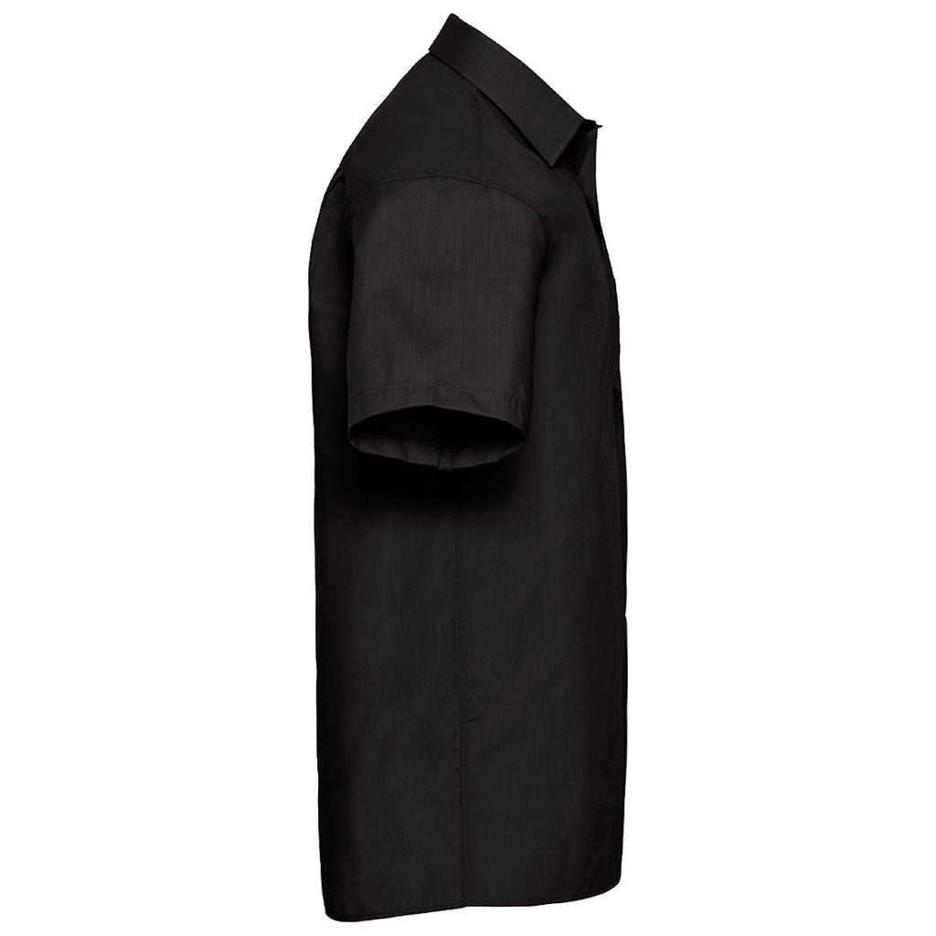 Russell Collection Men's Black Short Sleeve Easy Care Poplin Shirt