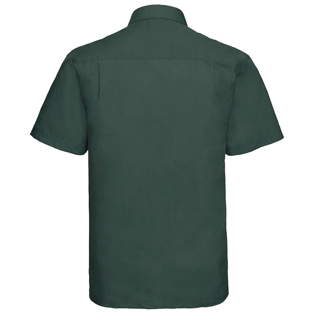 Russell Collection Men's Bottle Short Sleeve Easy Care Poplin Shirt