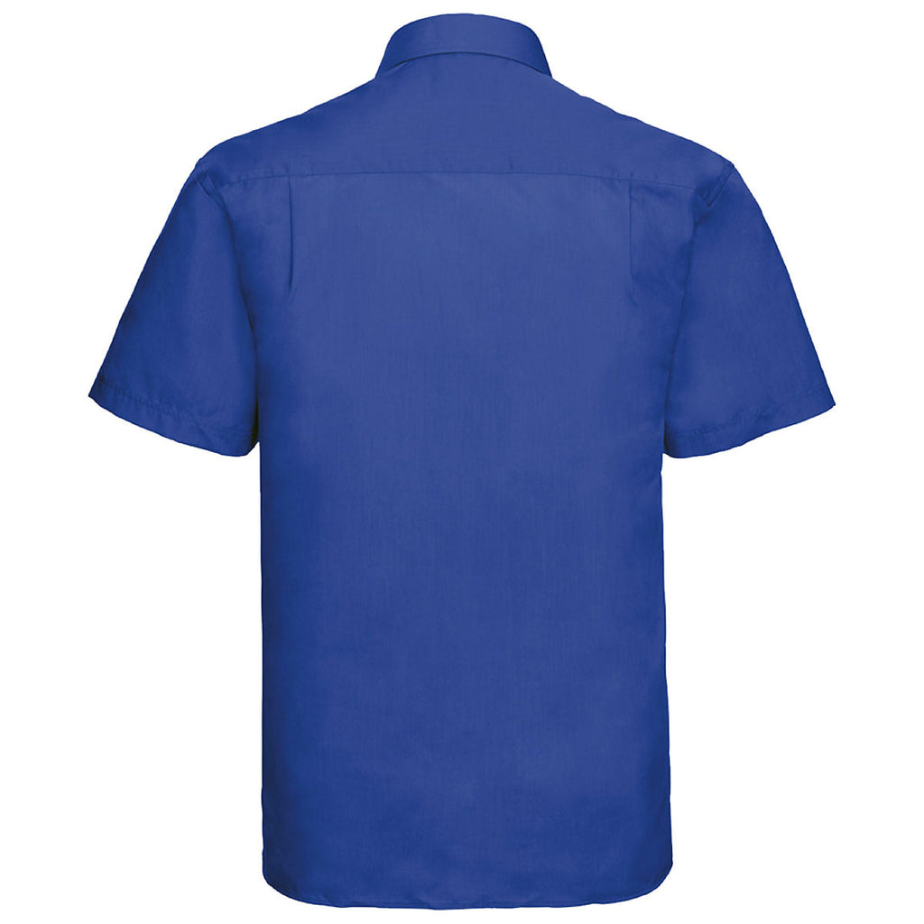 Russell Collection Men's Bright Royal Short Sleeve Easy Care Poplin Shirt