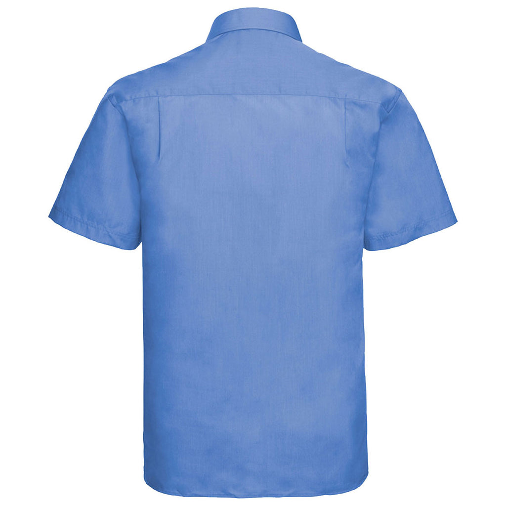 Russell Collection Men's Corporate Blue Short Sleeve Easy Care Poplin Shirt