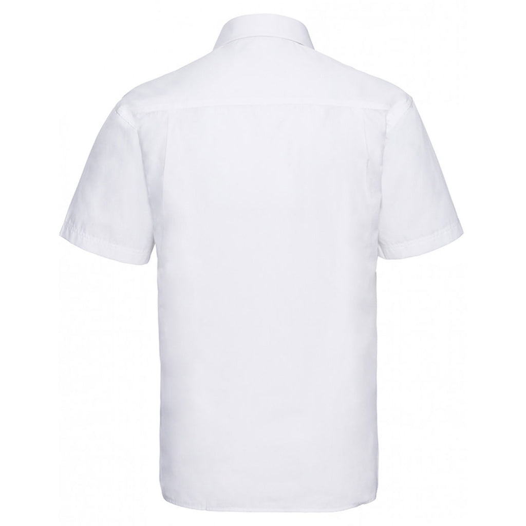 Russell Collection Men's White Short Sleeve Easy Care Poplin Shirt