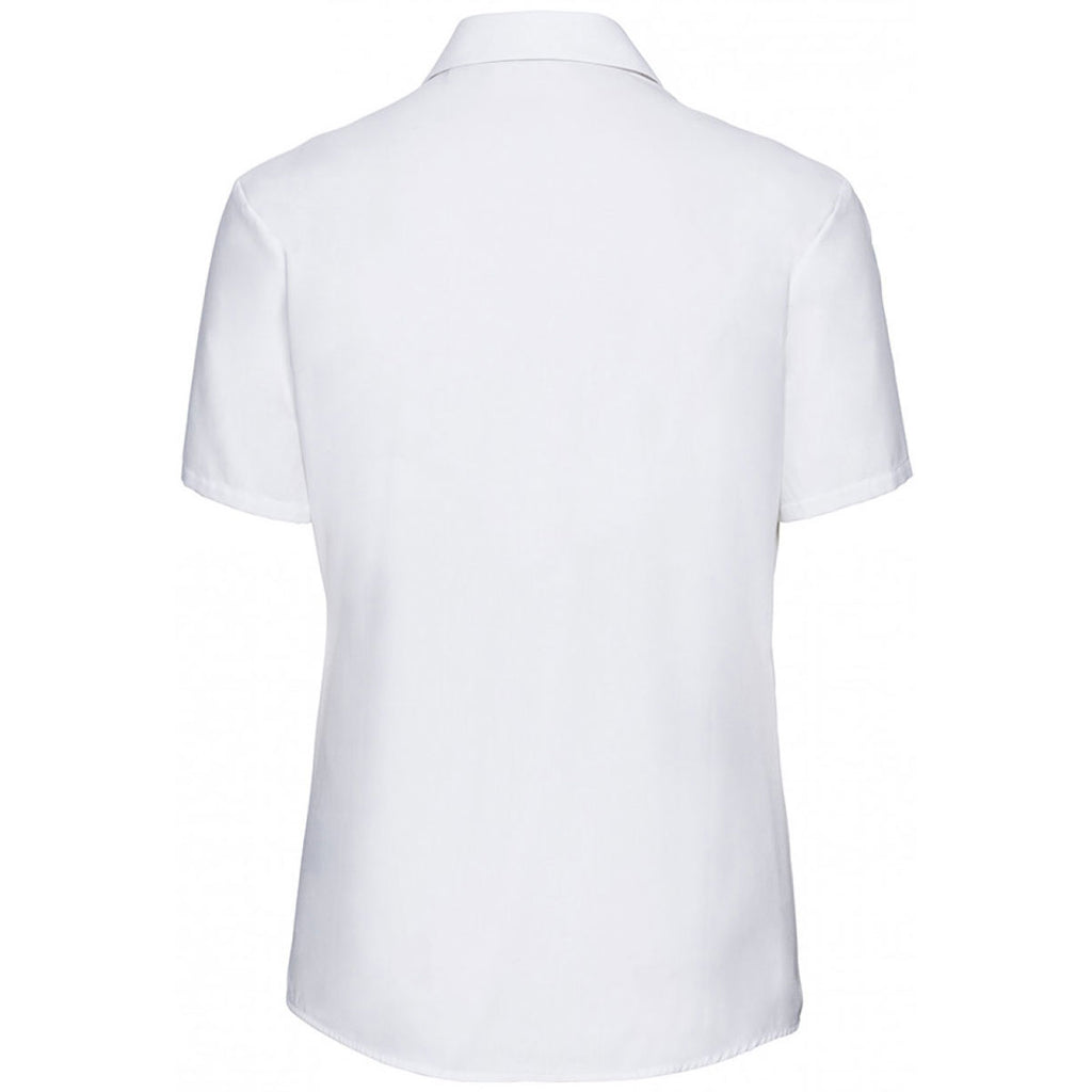 Russell Collection Women's White Short Sleeve Easy Care Cotton Poplin Shirt