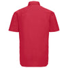 Russell Collection Men's Classic Red Short Sleeve Easy Care Cotton Poplin Shirt