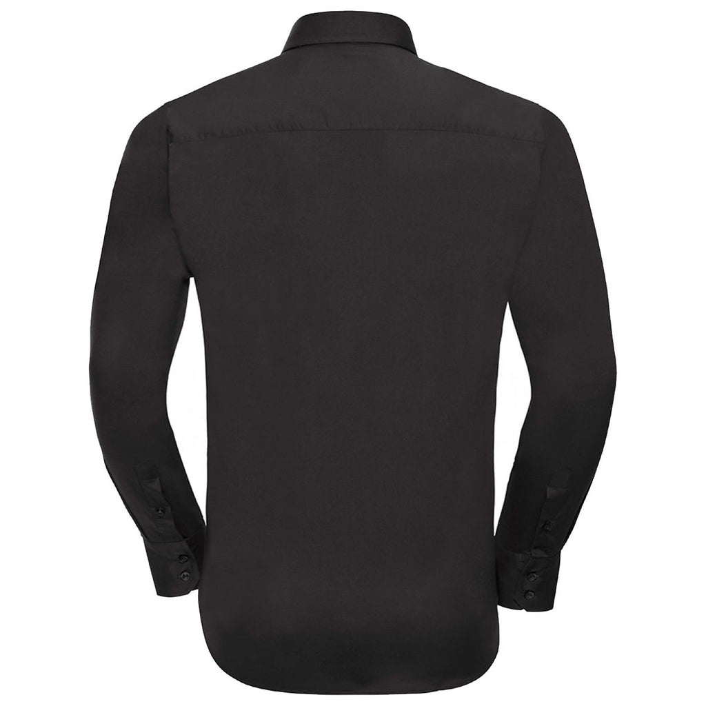 Russell Collection Men's Black Long Sleeve Easy Care Fitted Shirt