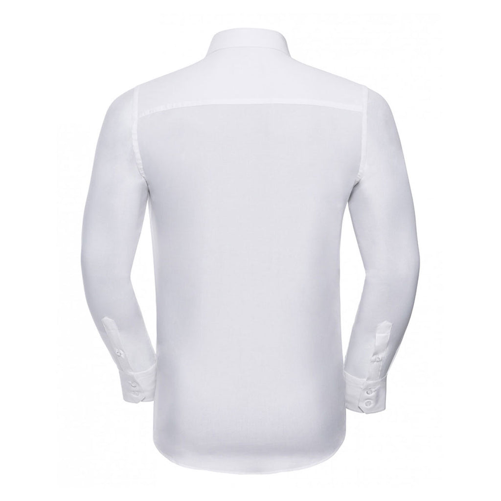 Russell Collection Men's White Long Sleeve Easy Care Fitted Shirt