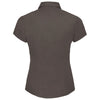 Russell Collection Women's Chocolate Short Sleeve Easy Care Fitted Shirt