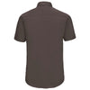Russell Collection Men's Chocolate Short Sleeve Easy Care Fitted Shirt