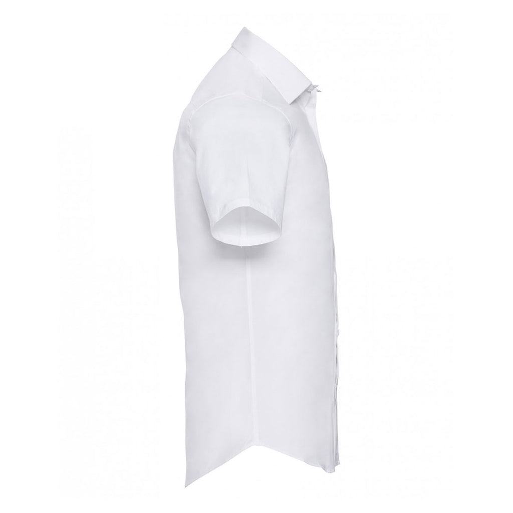 Russell Collection Men's White Short Sleeve Easy Care Fitted Shirt