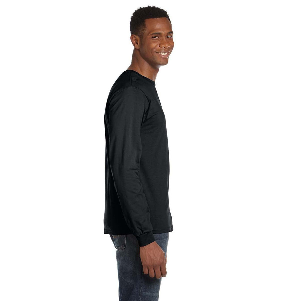 Anvil Men's Black Lightweight Long-Sleeve T-Shirt