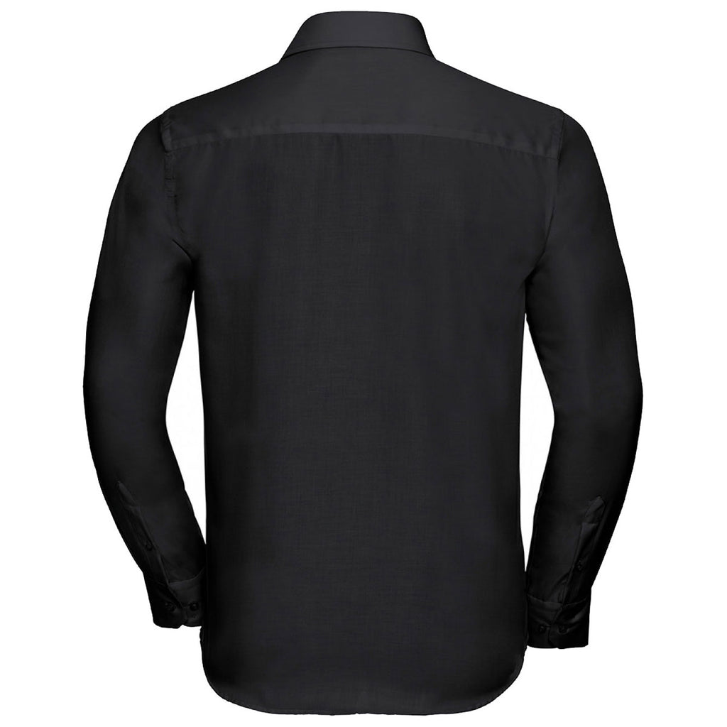 Russell Collection Men's Black Long Sleeve Tailored Ultimate Non-Iron Shirt