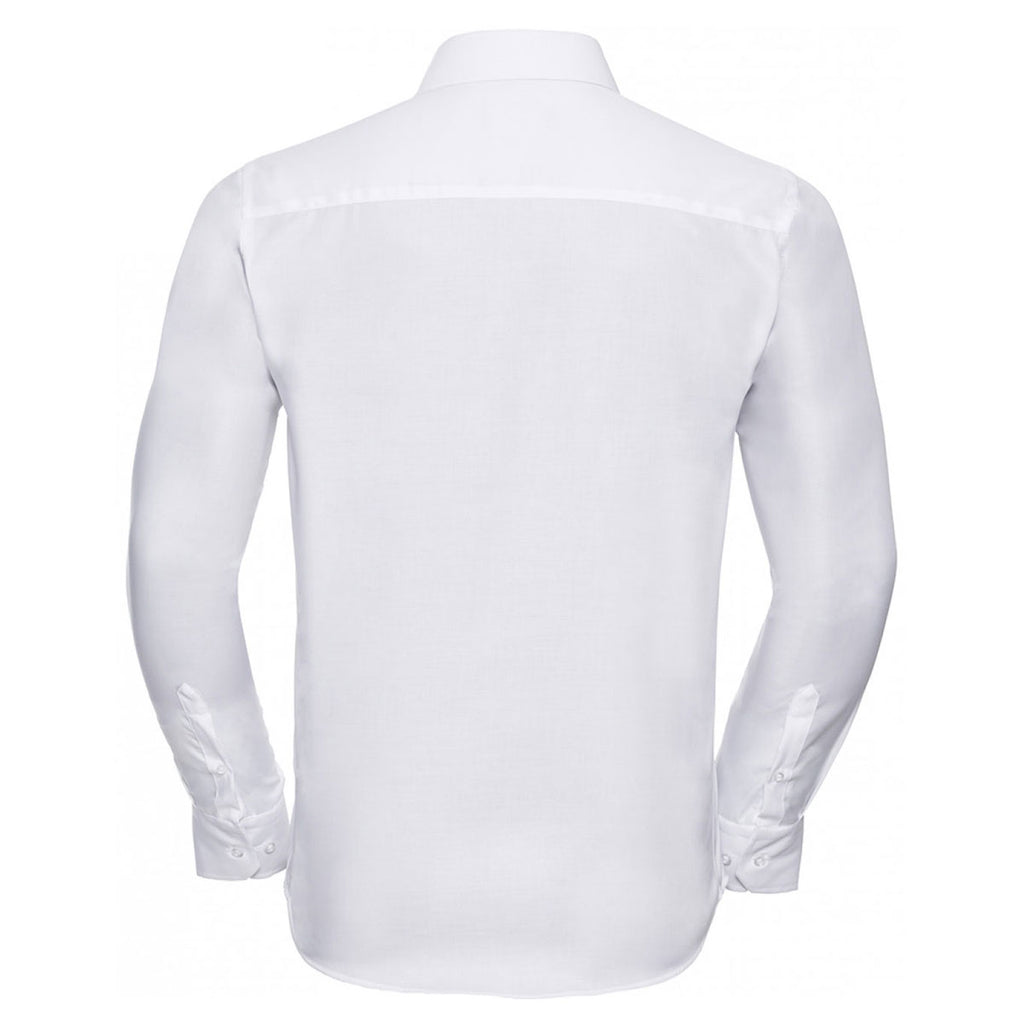 Russell Collection Men's White Long Sleeve Tailored Ultimate Non-Iron Shirt
