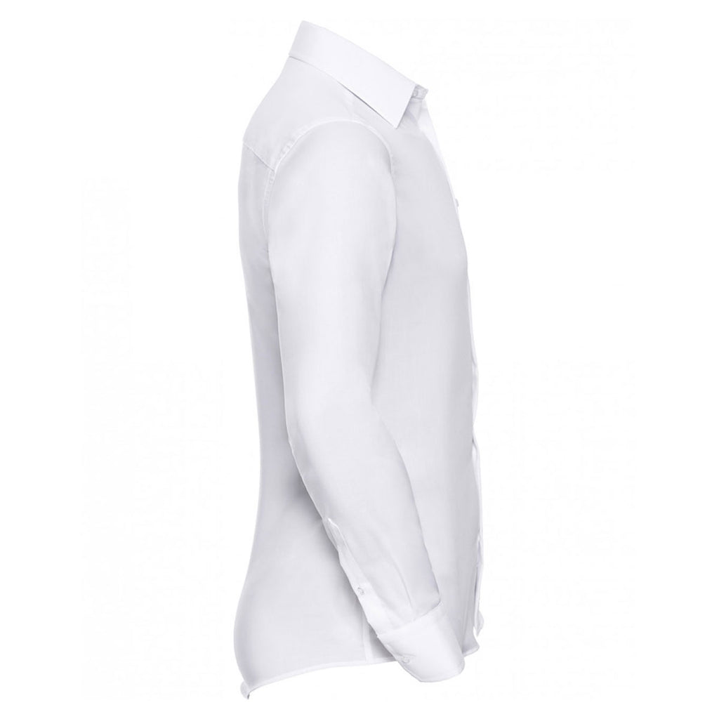 Russell Collection Men's White Long Sleeve Tailored Ultimate Non-Iron Shirt