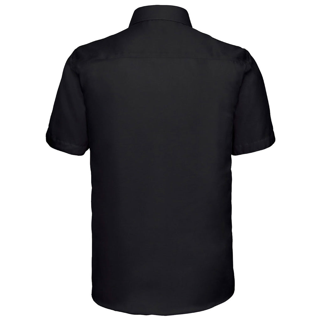 Russell Collection Men's Black Short Sleeve Tailored Ultimate Non-Iron Shirt