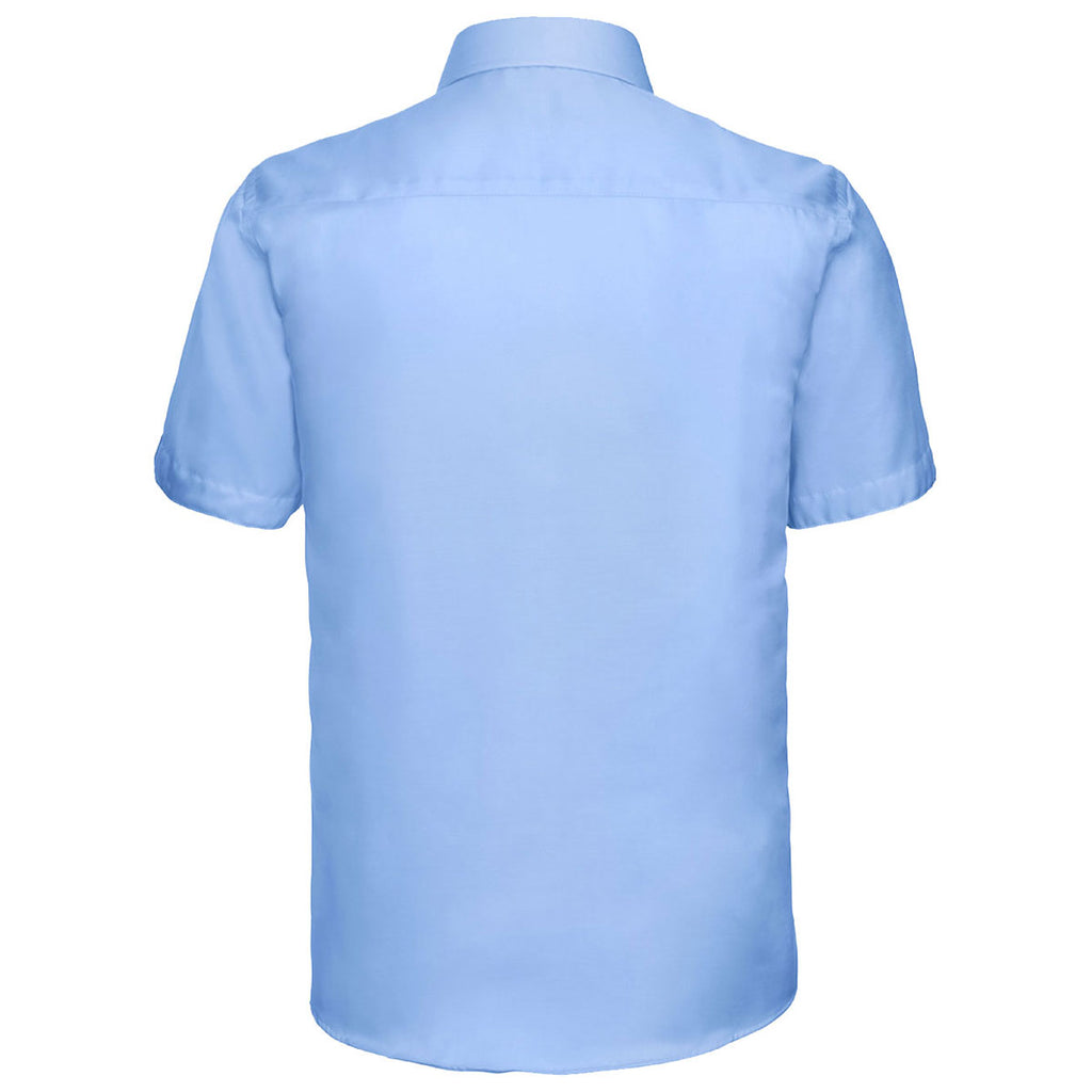 Russell Collection Men's Bright Sky Short Sleeve Tailored Ultimate Non-Iron Shirt