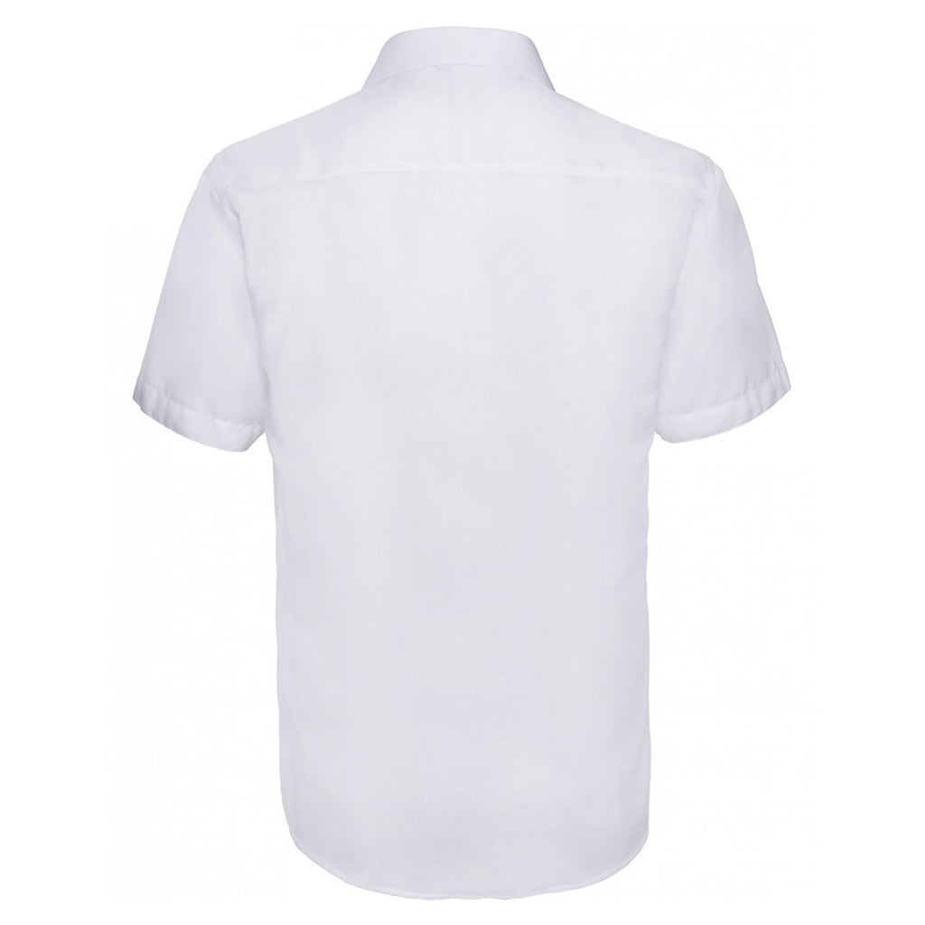 Russell Collection Men's White Short Sleeve Tailored Ultimate Non-Iron Shirt