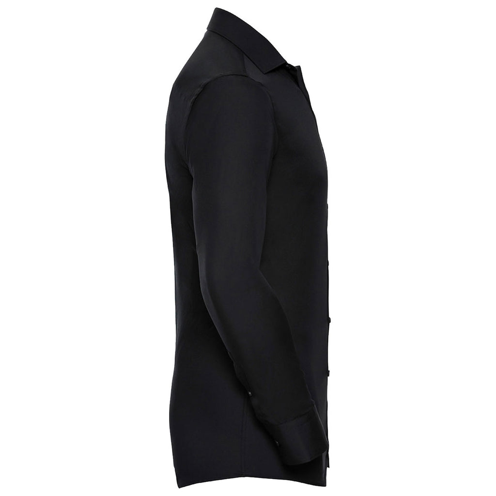 Russell Collection Men's Black Long Sleeve Ultimate Stretch Shirt