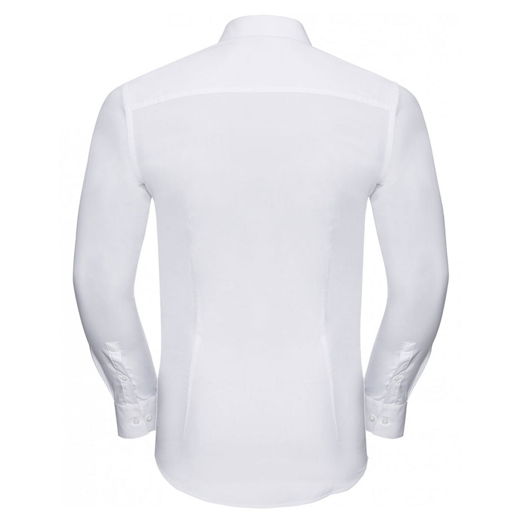 Russell Collection Men's White Long Sleeve Ultimate Stretch Shirt