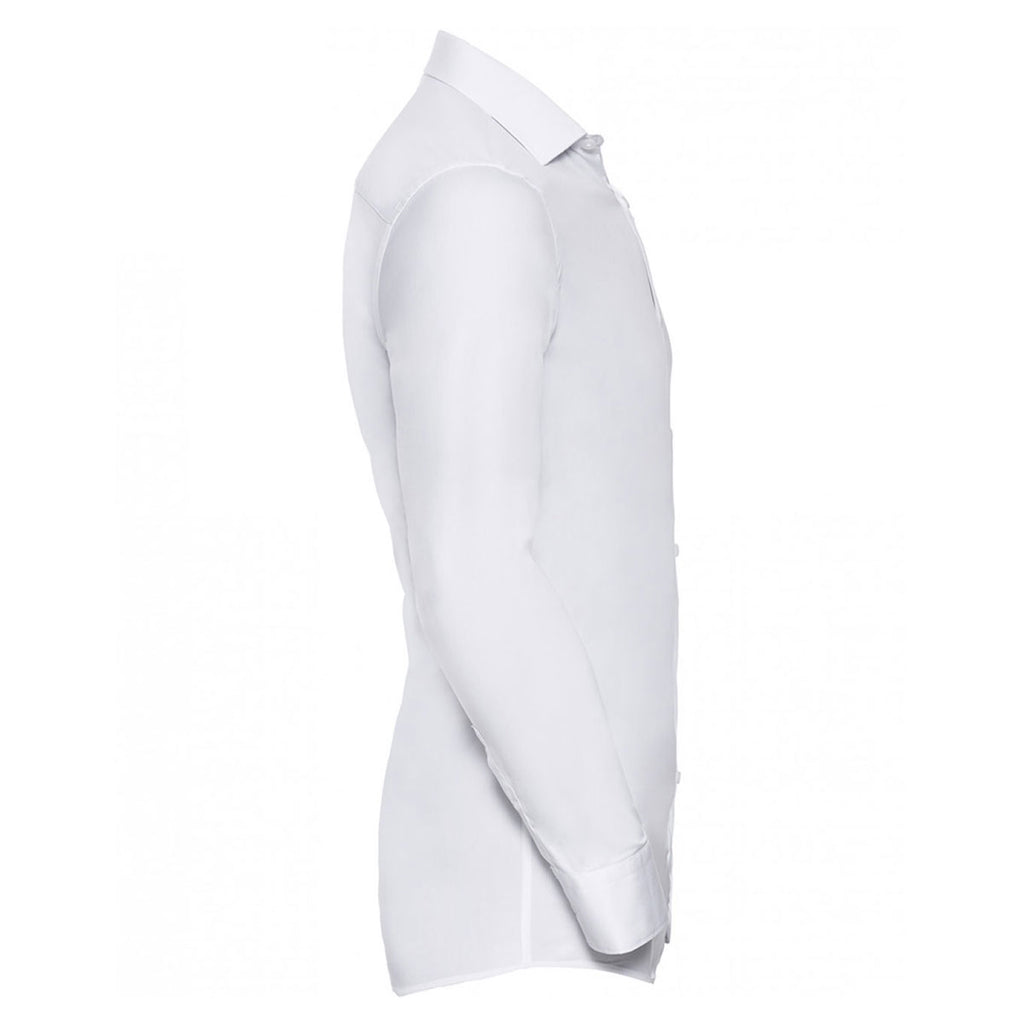 Russell Collection Men's White Long Sleeve Ultimate Stretch Shirt