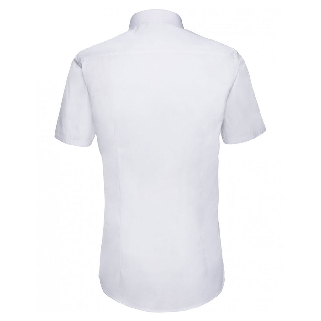 Russell Collection Men's White Ultimate Short Sleeve Stretch Shirt