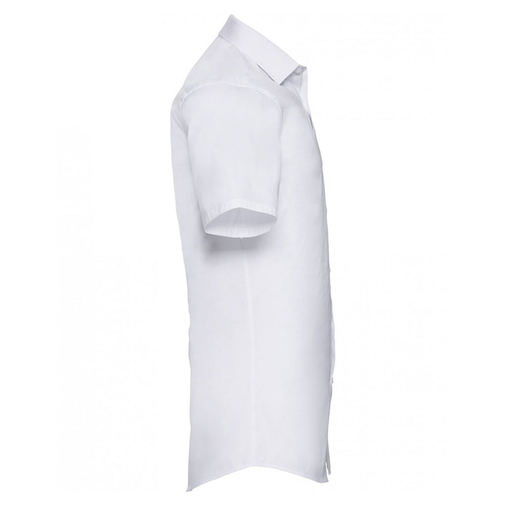 Russell Collection Men's White Ultimate Short Sleeve Stretch Shirt