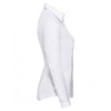 Russell Collection Women's White Long Sleeve Herringbone Shirt