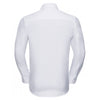 Russell Collection Men's White Long Sleeve Herringbone Shirt