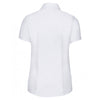 Russell Collection Women's White Short Sleeve Herringbone Shirt