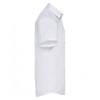 Russell Collection Men's White Short Sleeve Herringbone Shirt