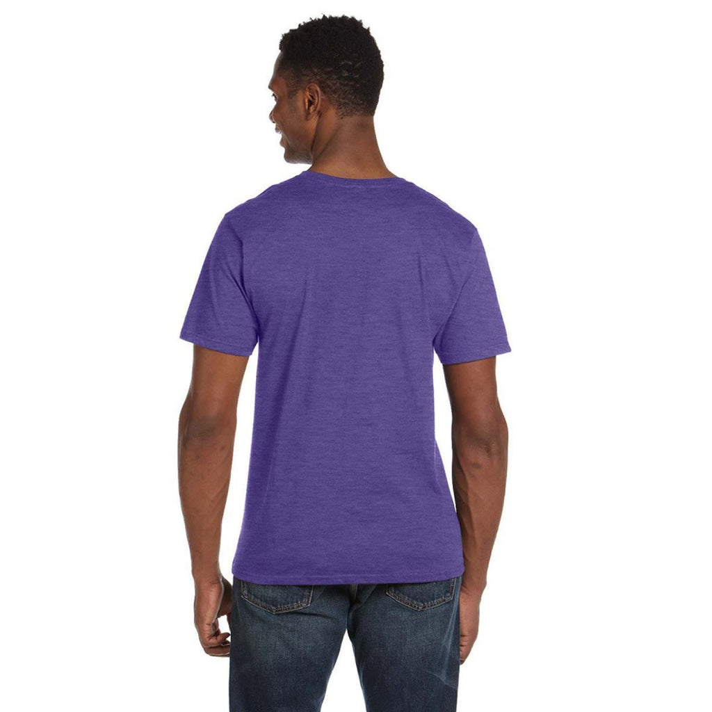 Anvil Men's Heather Purple Lightweight V-Neck T-Shirt