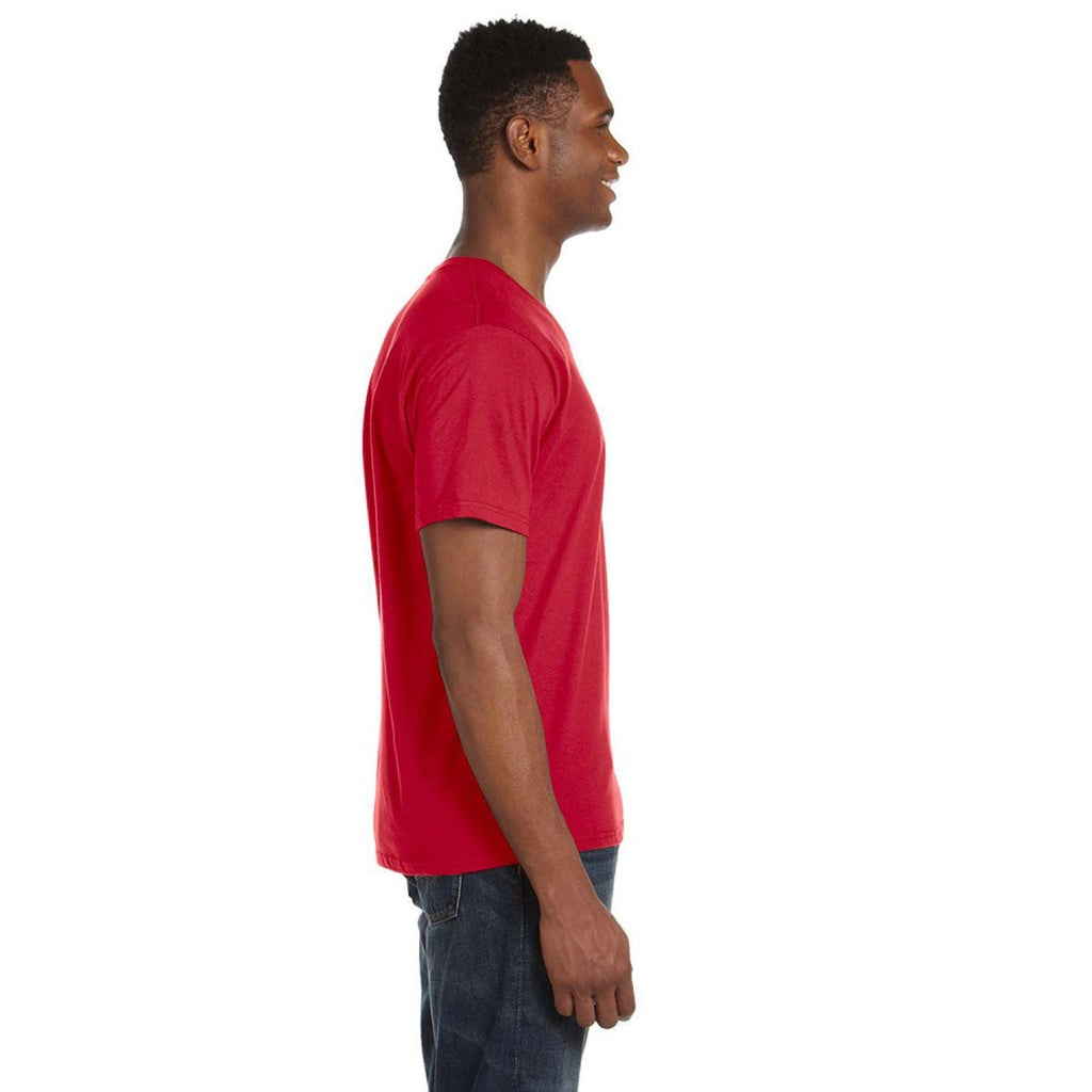 Anvil Men's Red Lightweight V-Neck T-Shirt