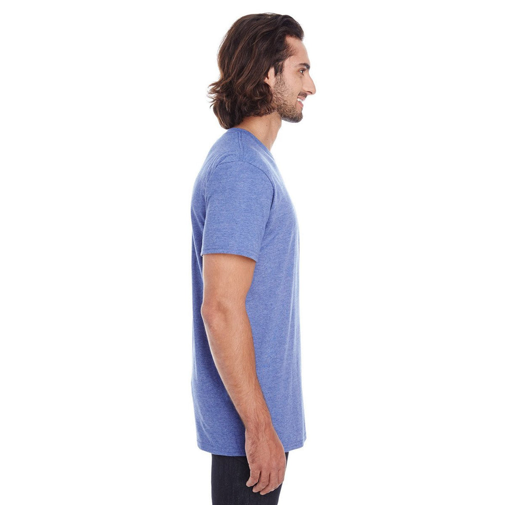 Anvil Men's Heather Blue Lightweight Pocket Tee