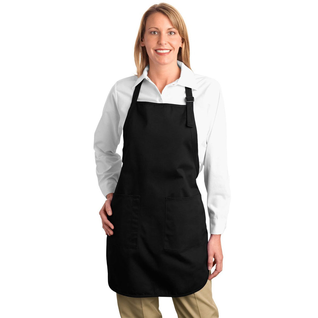 Port Authority Black Full Length Apron with Pockets
