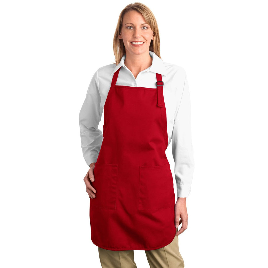 Port Authority Red Full Length Apron with Pockets